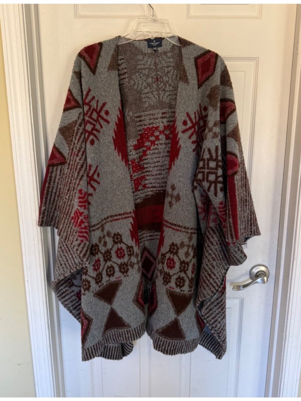 American Eagle Outfitters Aztec Pattern Short Sleeve Poncho One Size Fits All - Picture 1 of 6
